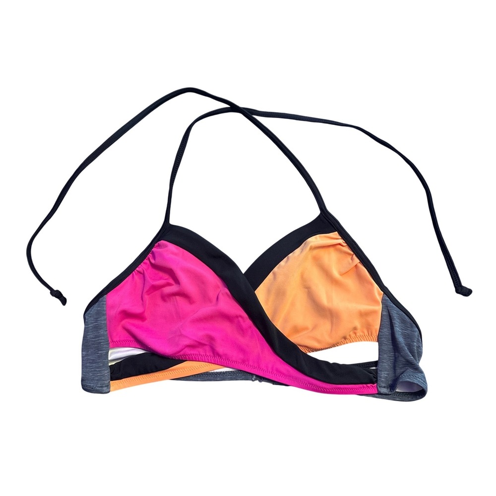 PINK Victoria's Secret Body Wrap Colorblock Halter Bikini Top Size M (A-C)
